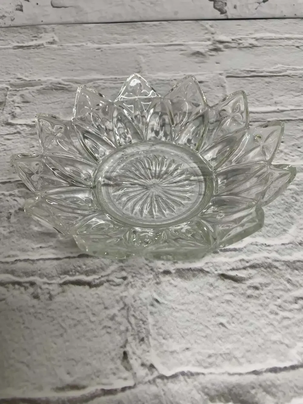 Vintage Federal Glass Petal Pattern Clear Pressed Glass Dish